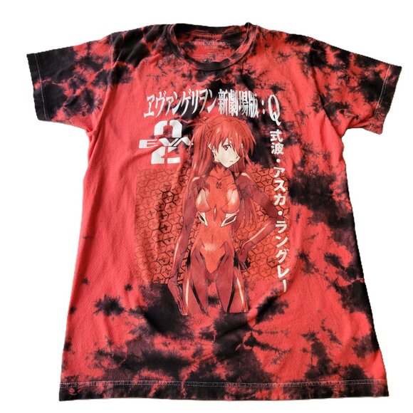 Neon Genesis Evangelion Asuka Langley T-Shirt Small Red Black Tie Dye Anime - Picture 1 of 7